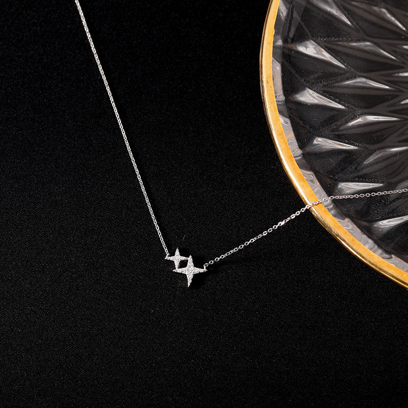 S925 sterling silver star pendant necklace
