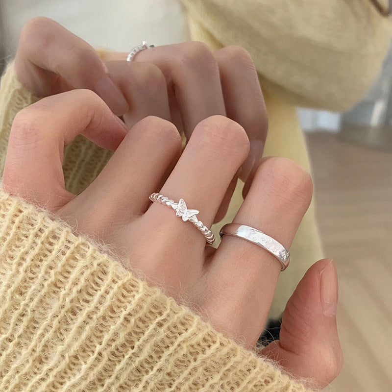 S925 sterling silver butterfly ring - silvery