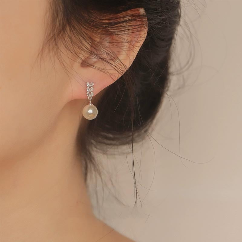 925 sterling silver pearl earrings - silvery