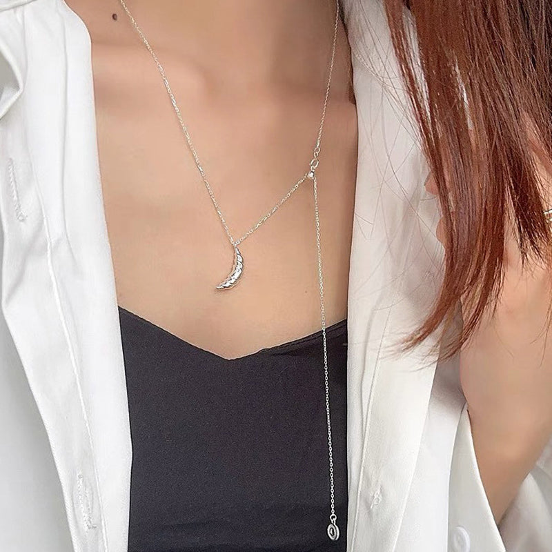 925 sterling silver cow horn pendant necklace - silvery