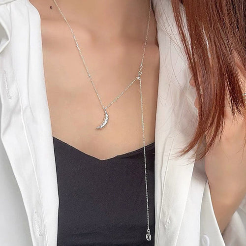 925 sterling silver cow horn pendant necklace - silvery