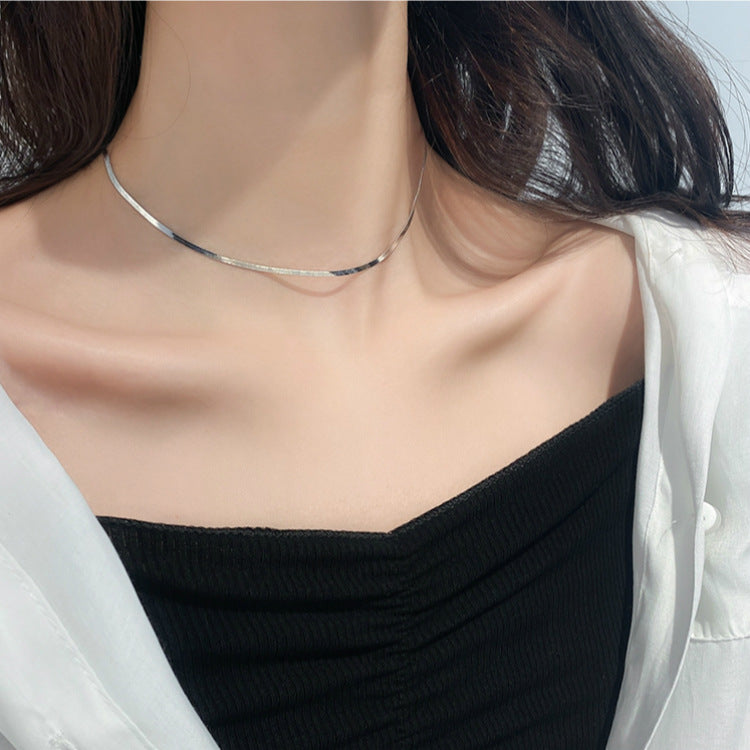 925 sterling silver snake bone chain necklace
