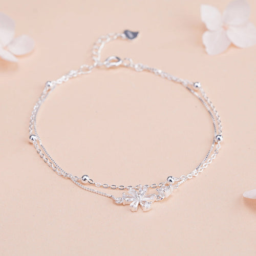 925 sterling silver double-layer cherry blossom bracelet