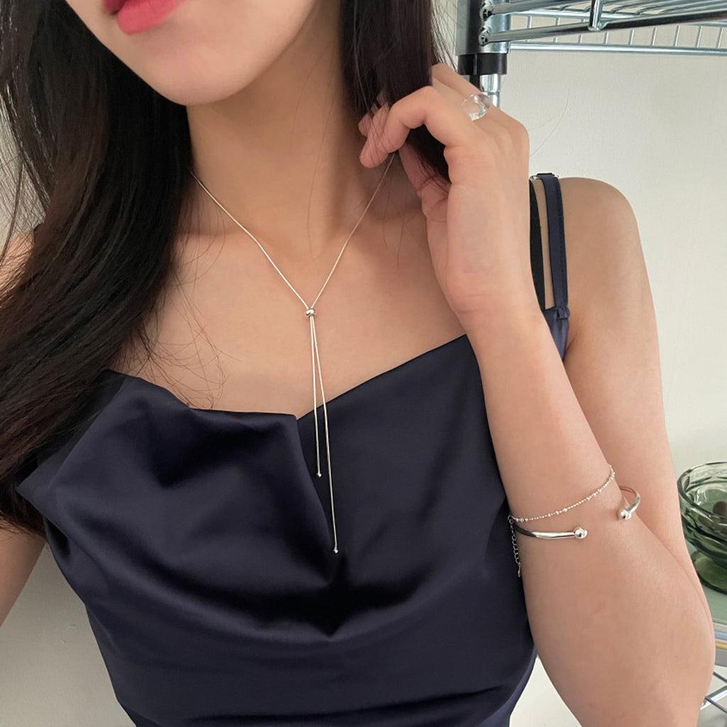 925 sterling silver tassel necklace - silvery