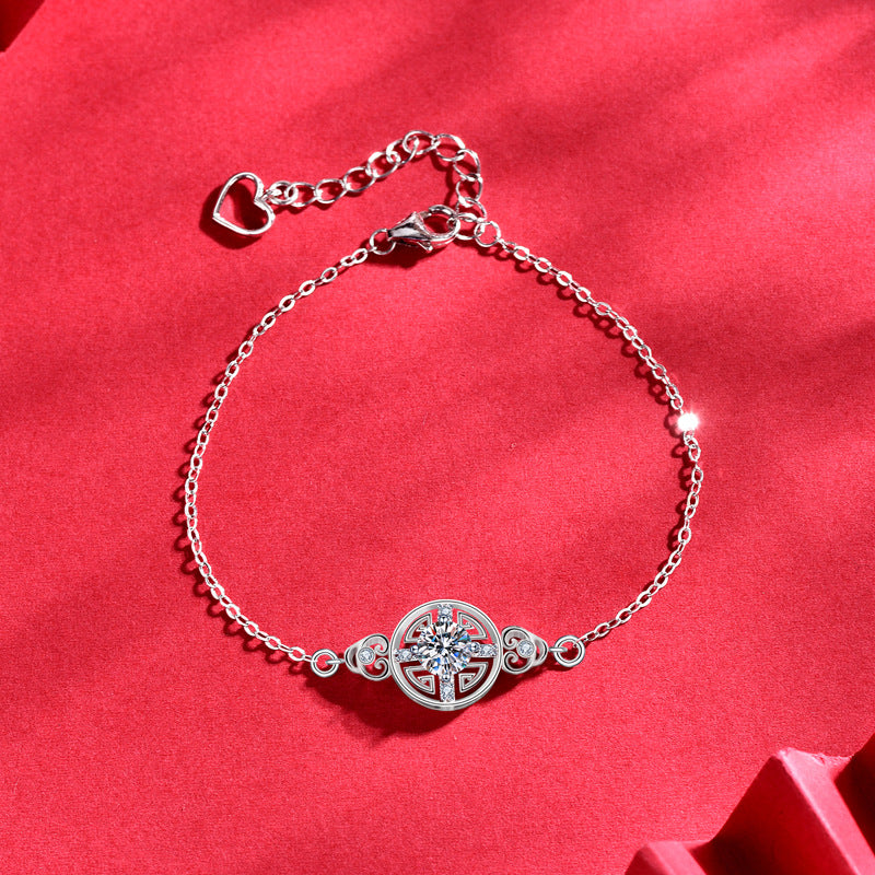 925 Sterling Silver Moissanite Coin Bracelet