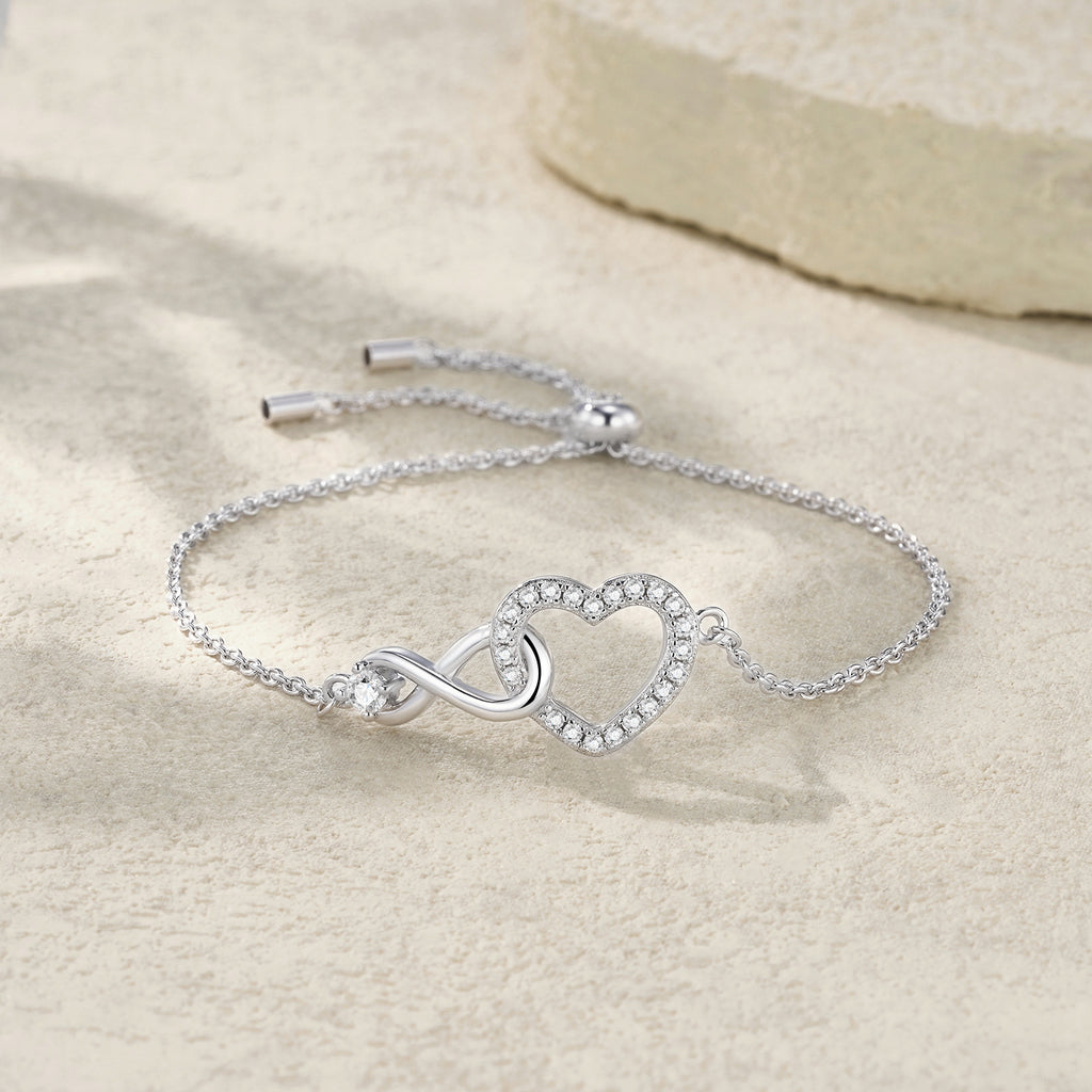 S925 Silver Heart-Shaped Moissanite Bracelet