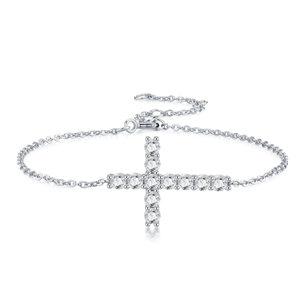S925 Sterling Silver Non-Tarnishing Moissanite Cross Bracelet