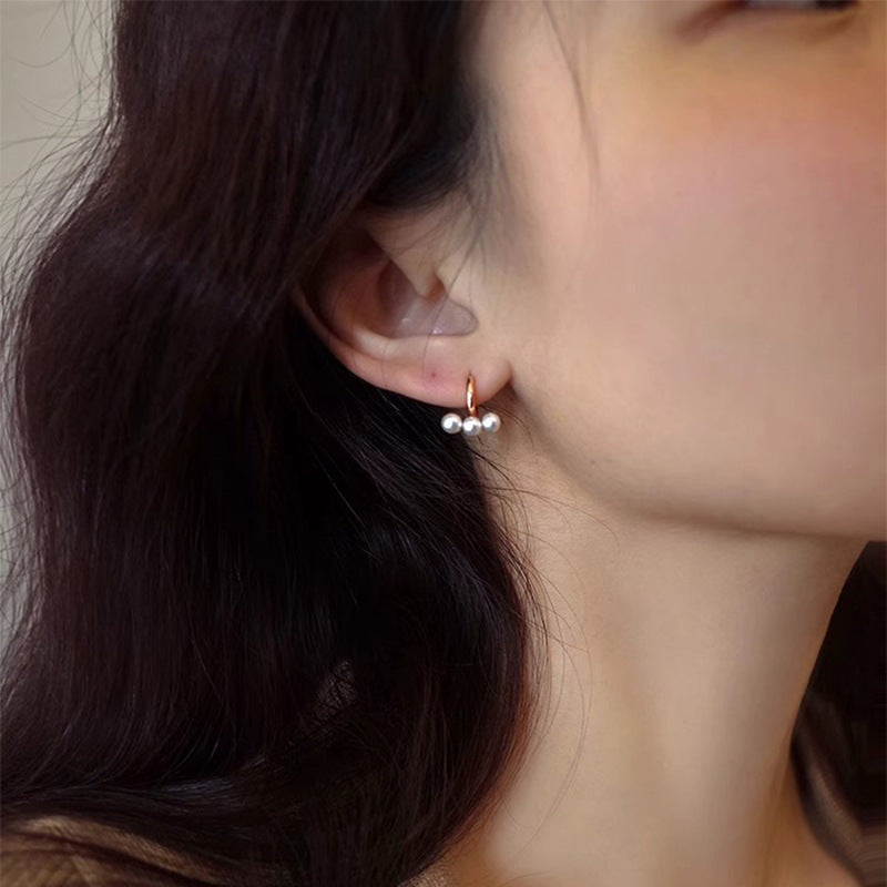 S925 pure silver imitation pearl earrings