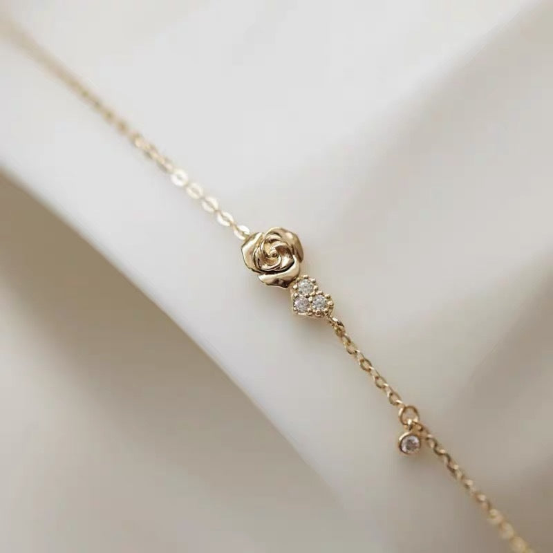 925 sterling silver rose bracelet - golden