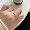 999 sterling silver shiny zirconia open ring - silvery