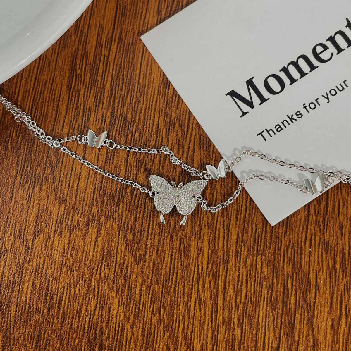 925 sterling silver double-layer butterfly bracelet - silvery