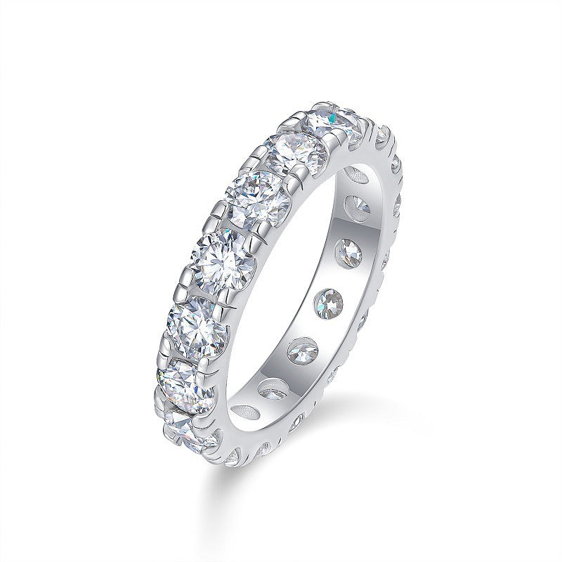 S925 silver ring fully set with moissanite