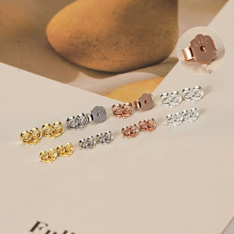 S925 pure tremella plug anti-slip earrings accessories