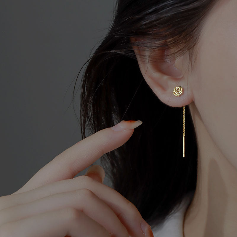 925 sterling silver rose ear string
