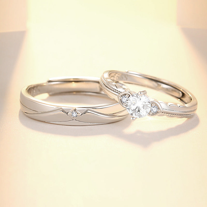 999 Silver Couple Ring - Silvery