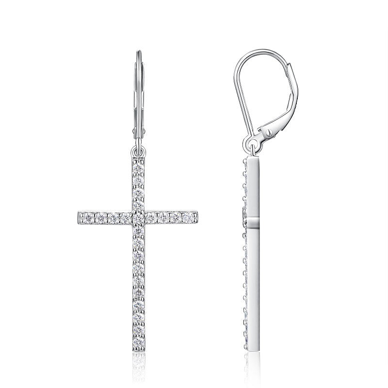 S925 Silver Moissanite Cross Earrings
