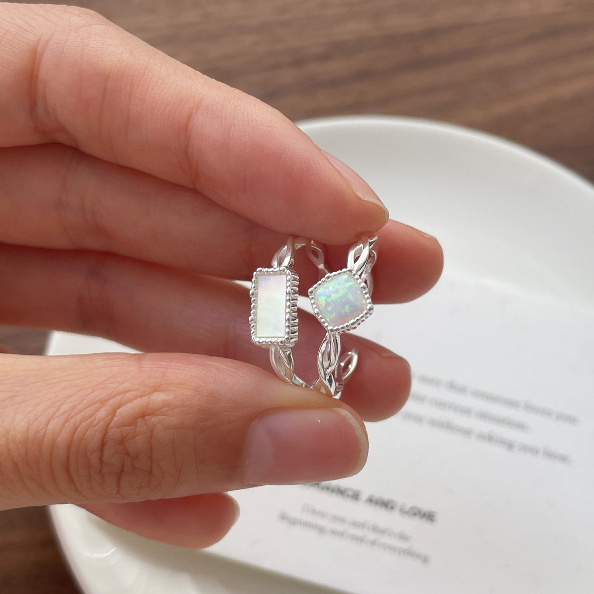 S925 sterling silver shell ring