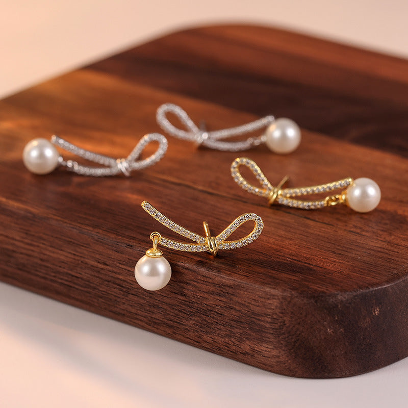 925 sterling silver ribbon shaped earrings