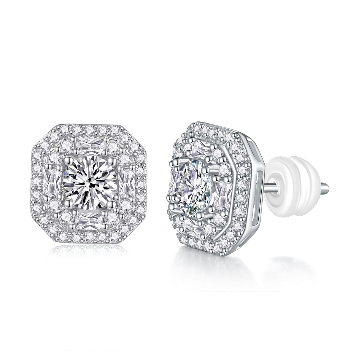 S925 Silver Six-Prong Moissanite Stud Earrings