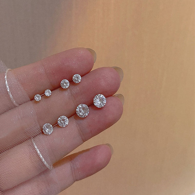990 Silver Zircon Earrings - Silver