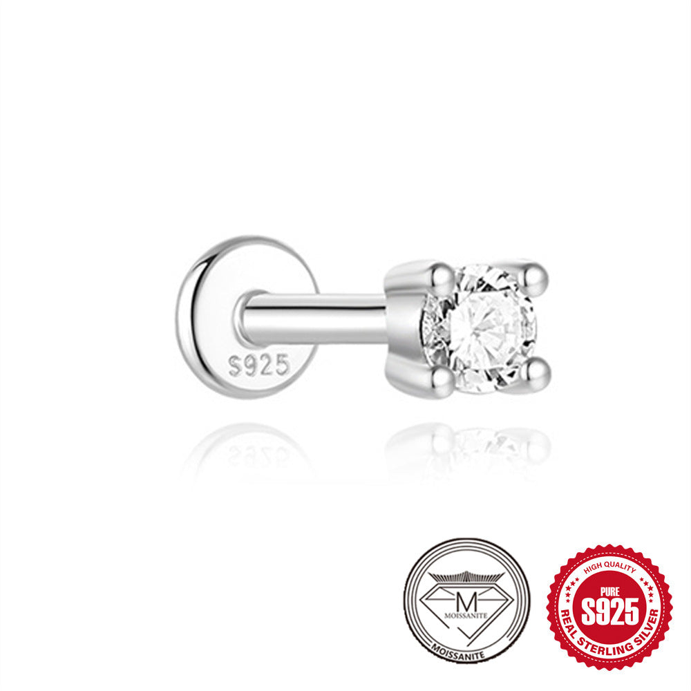 S925 Sterling Silver Petal Stud Earrings with Crushed Moissanite