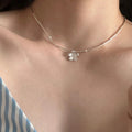 925 sterling silver flower pendant necklace - silvery