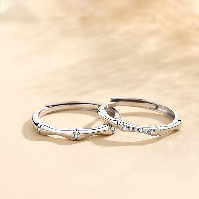925 sterling silver couple ring - silvery