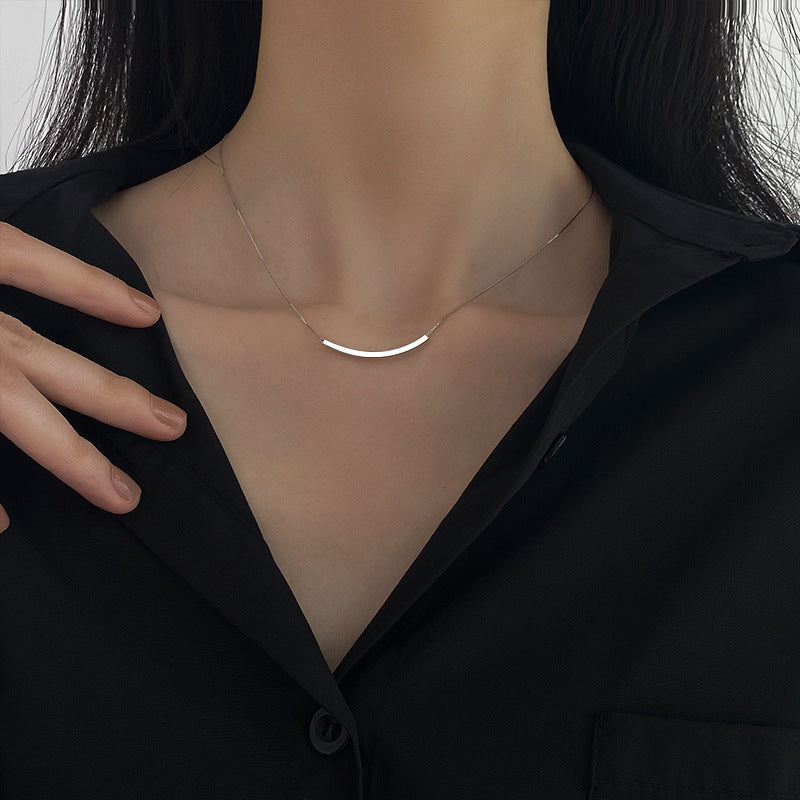 925 sterling silver smile necklace - silvery
