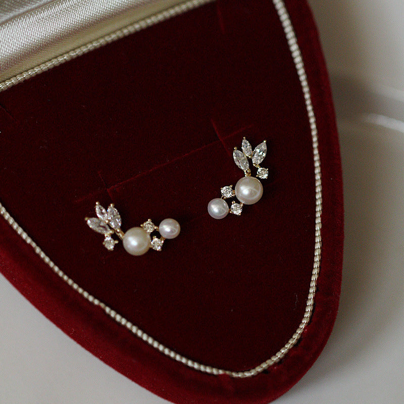 925 sterling silver pearl earrings - golden