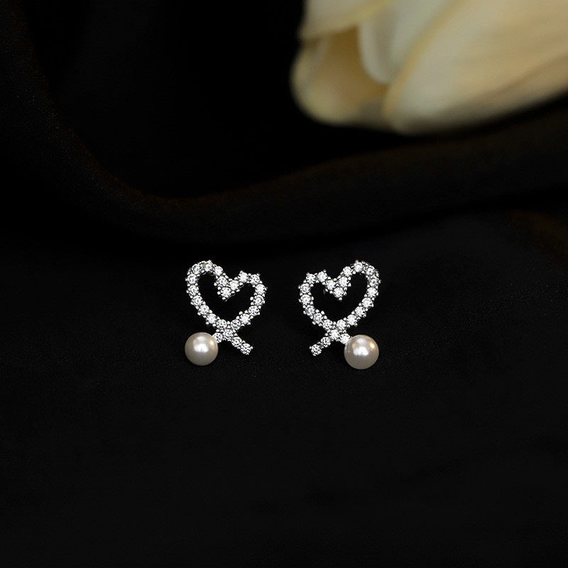 925 sterling silver pearl earrings - silvery