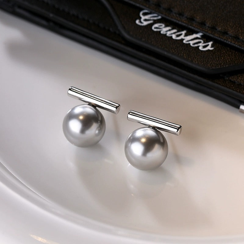 925 sterling silver grey pearl earrings