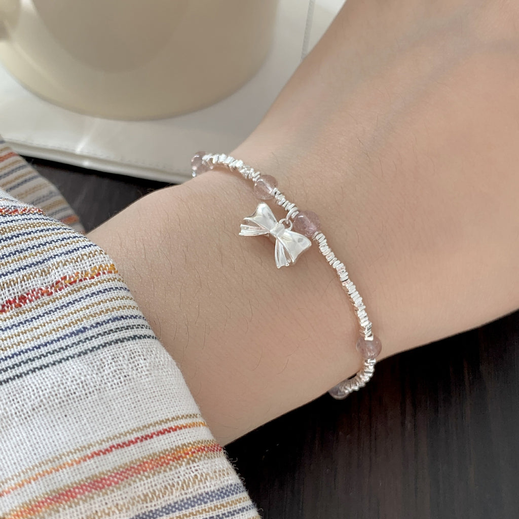 925 sterling silver strawberry crystal bracelet - silvery