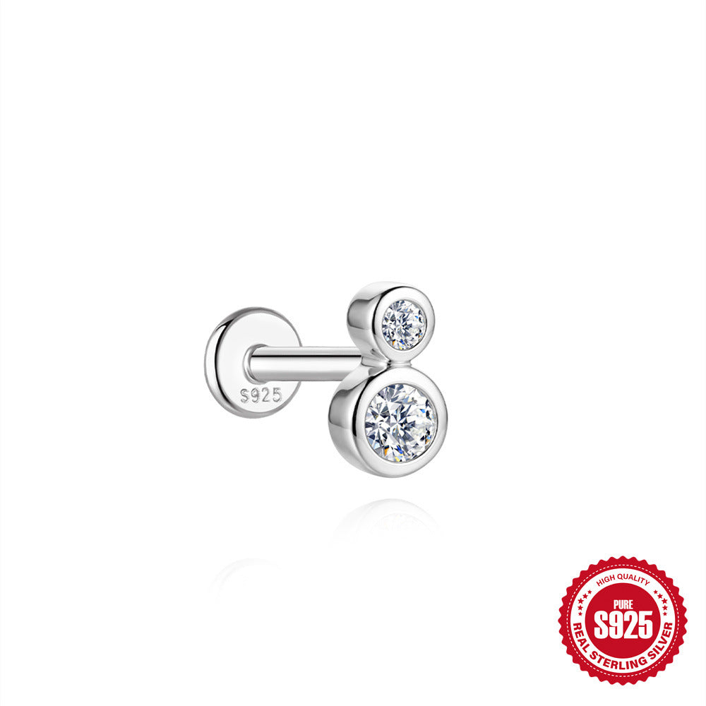 S925 Sterling Silver Moissanite Threaded Cartilage Stud