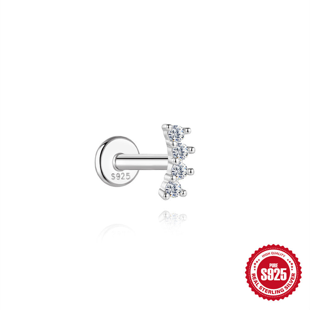 S925 Sterling Silver Moissanite Threaded Cartilage Stud