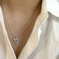 925 sterling silver heart-shaped pendant necklace - silvery