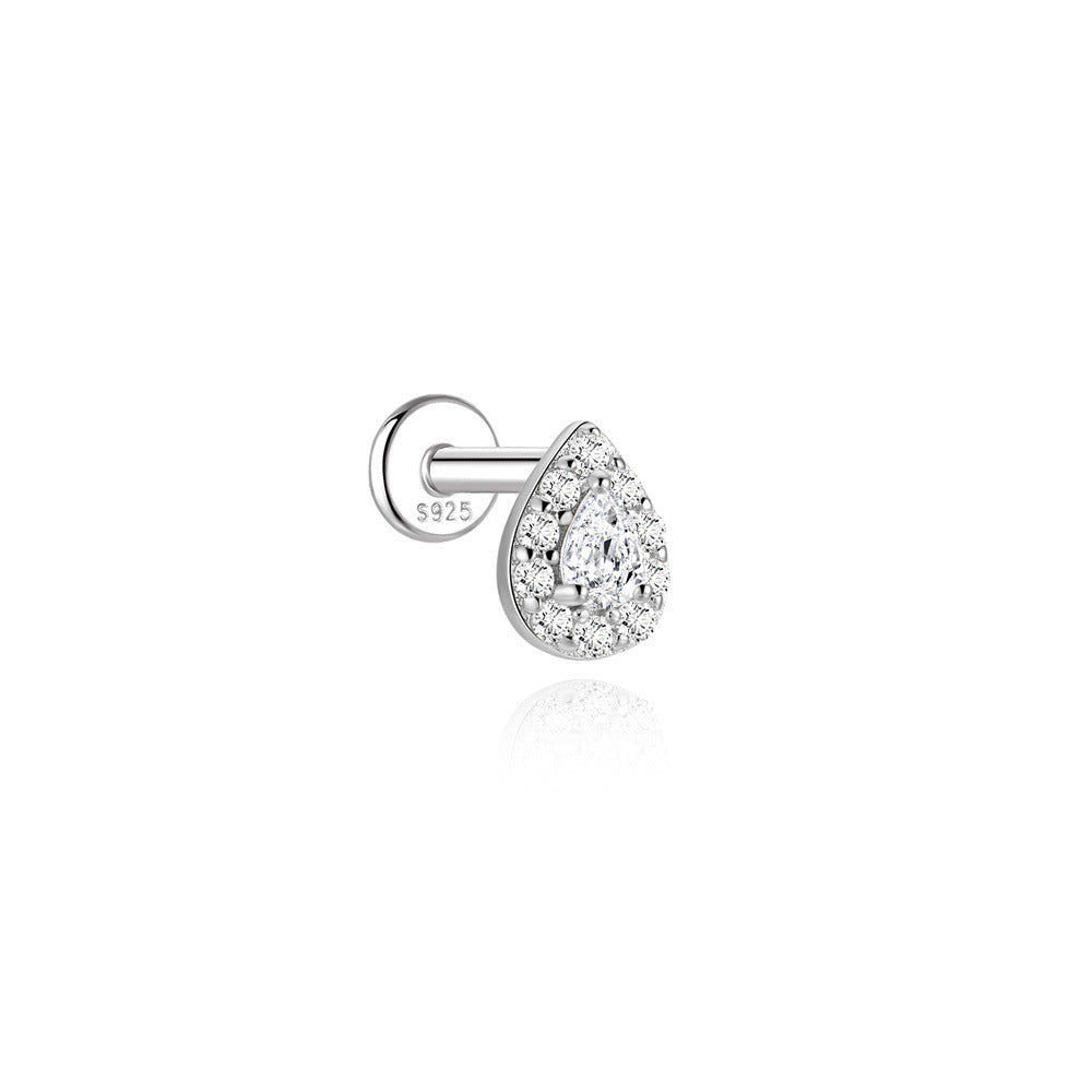 Authentic 925 Sterling Silver Geometric Earrings with D-Color Moissanite