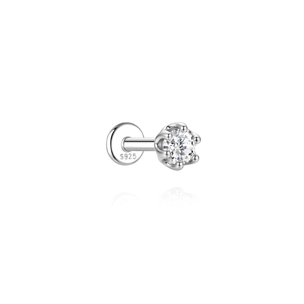 Authentic 925 Sterling Silver Geometric Earrings with D-Color Moissanite