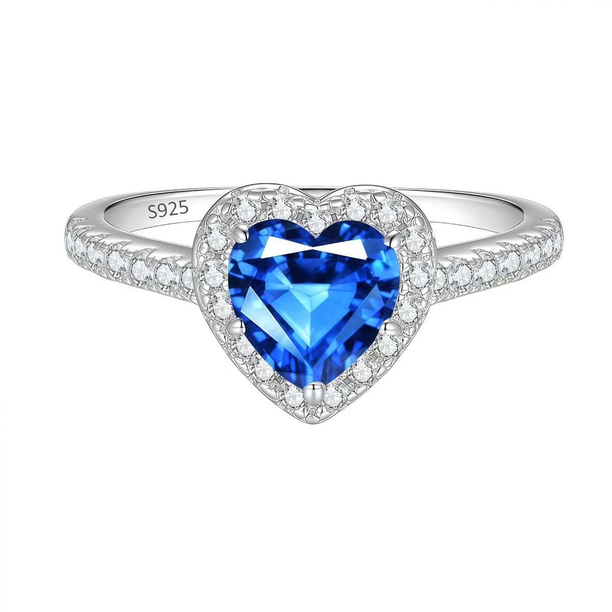 S925 Silver Heart-Shaped Ring with Colored Moissanite