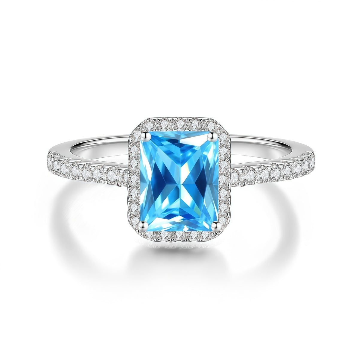 S925 Silver Rectangular D-Color Moissanite Ring
