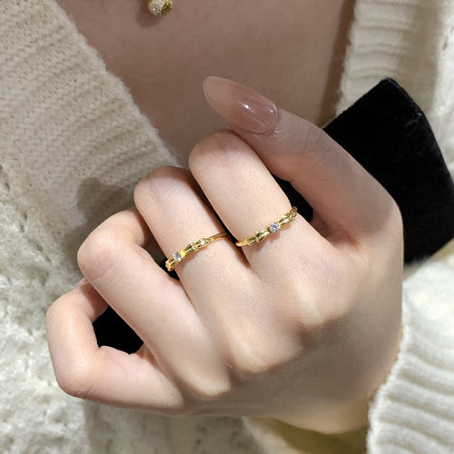 925 sterling silver bowknot  with zirconium ring - golden