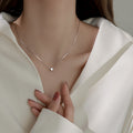 925 sterling silver square pendant necklace - silvery