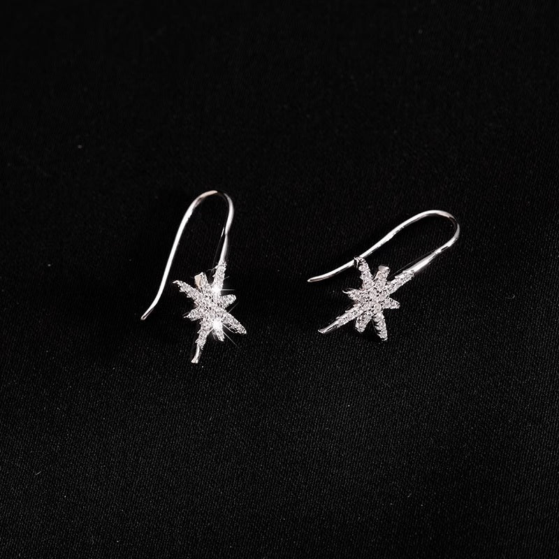 925 sterling silver star ear hook - silvery