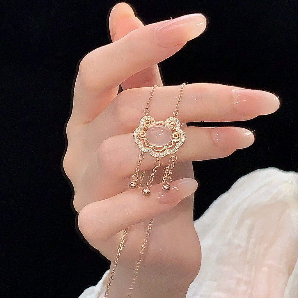 925 sterling silver chalcedony necklace - rose golden