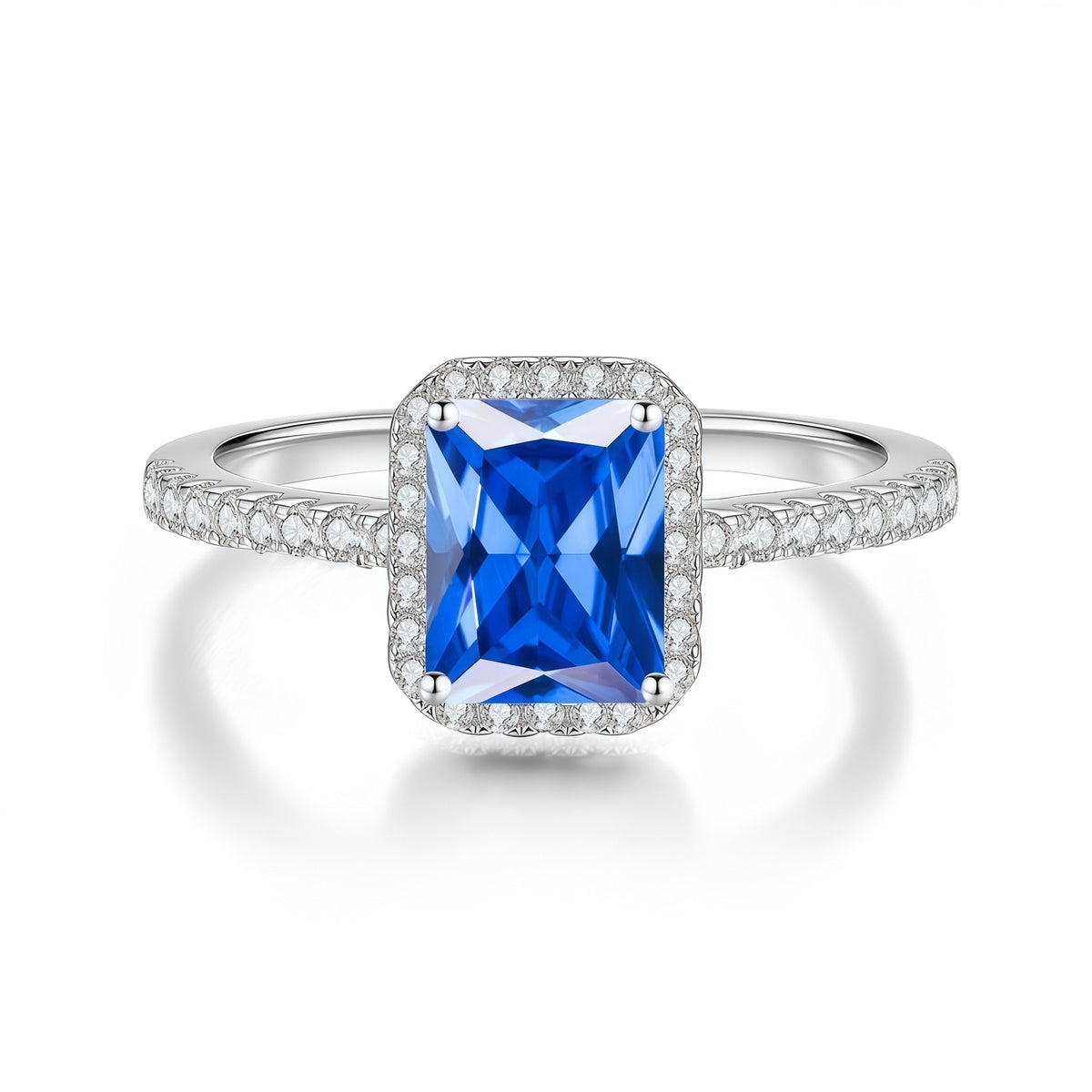 S925 Silver Rectangular D-Color Moissanite Ring