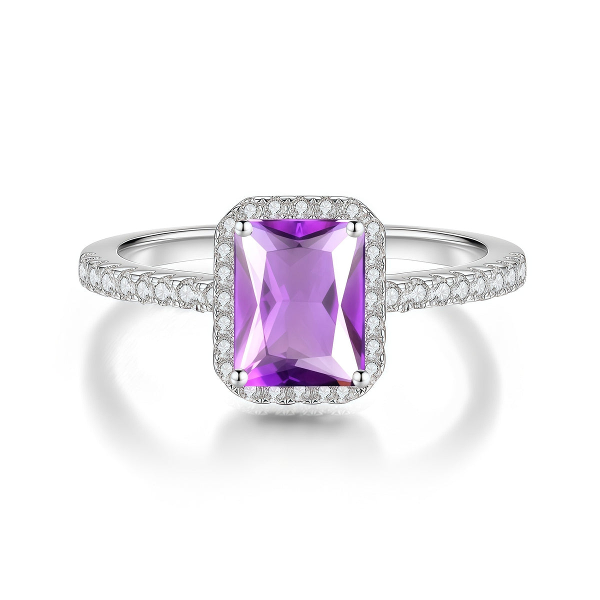 S925 Silver Rectangular D-Color Moissanite Ring