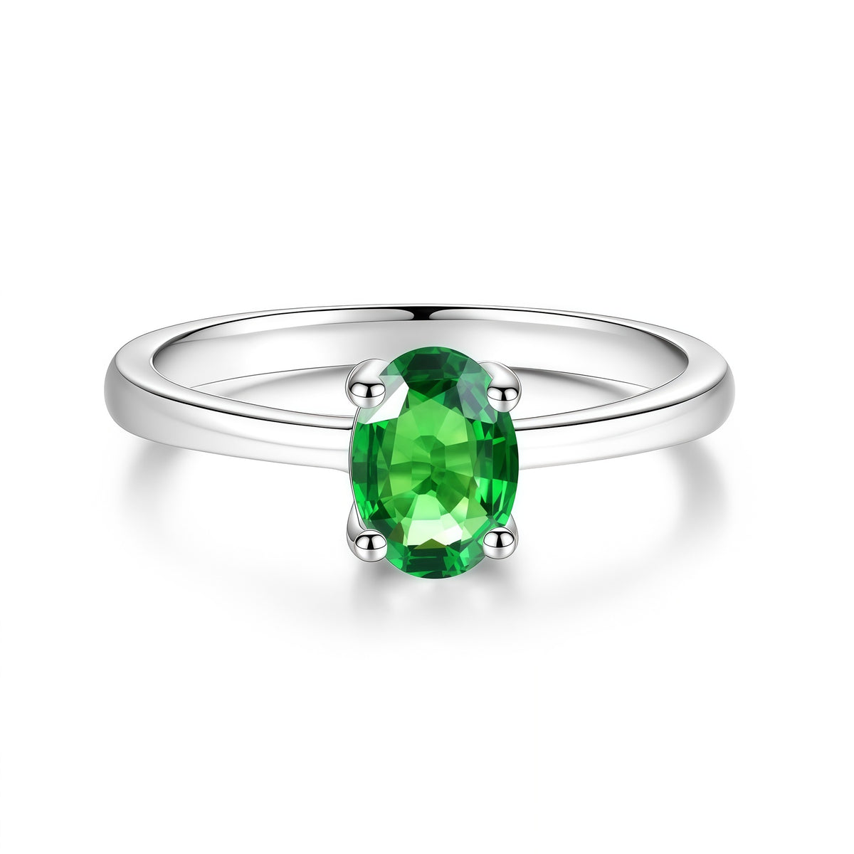 S925 Silver Oval-Shaped Ring with Colored Moissanite
