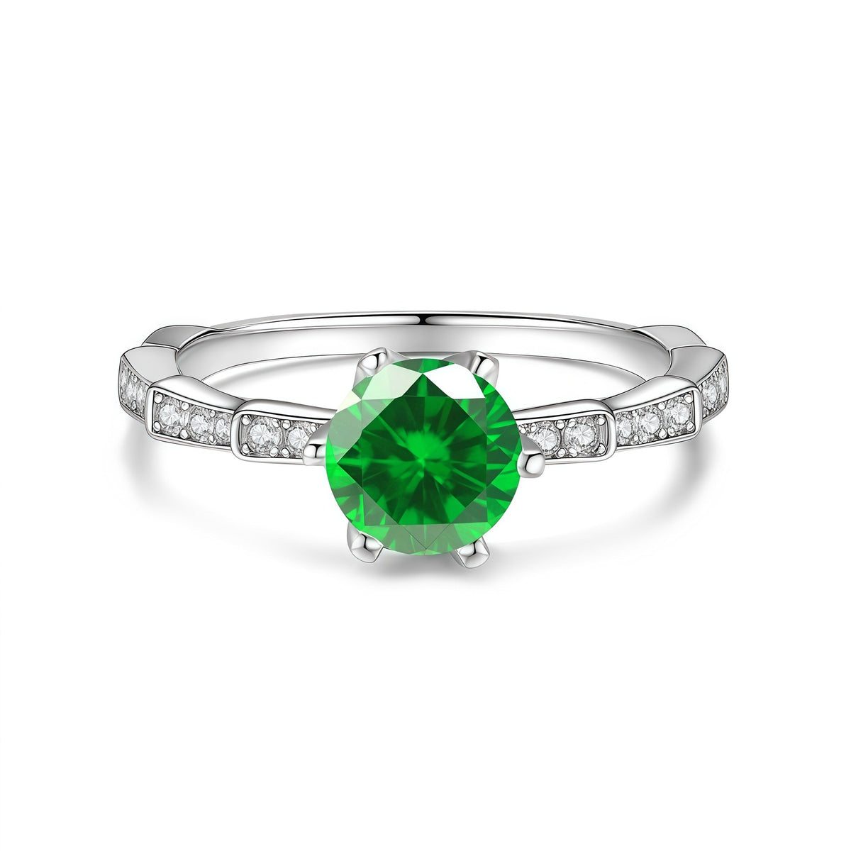 S925 Sterling Silver Snake Ring with Six-Prong Set Colored Moissanite