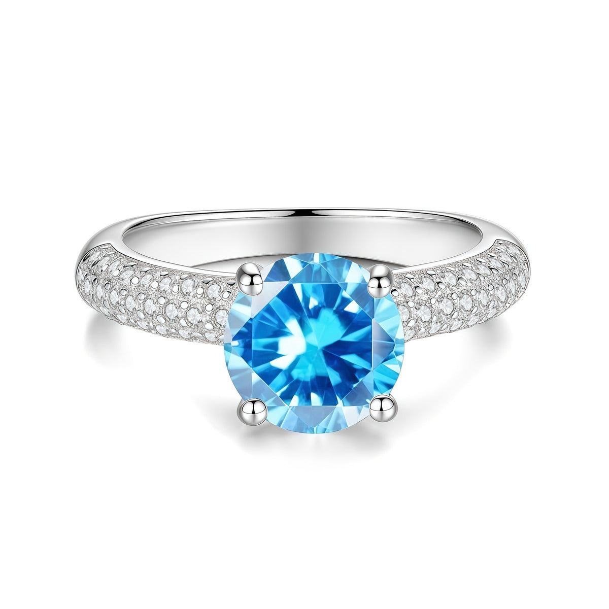 S925 Silver "Half-and-Half" Colored Moissanite Ring