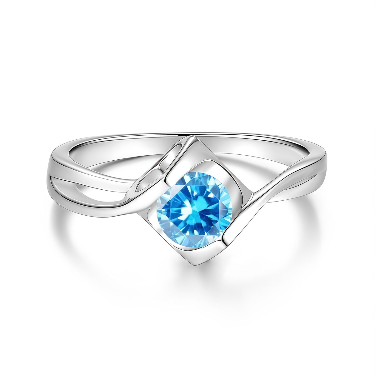 S925 Twisted Ring with Colored Moissanite