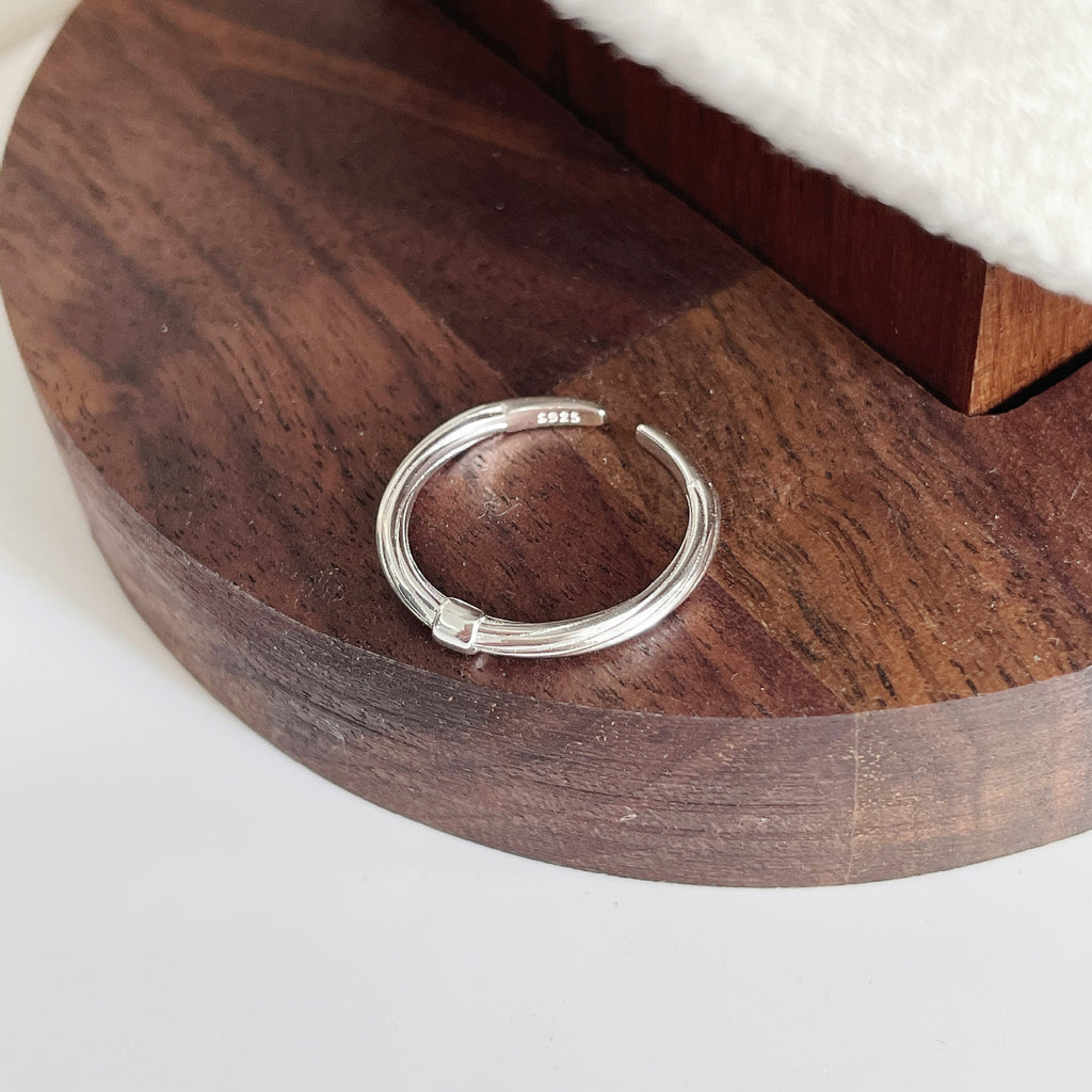 925 sterling silver open-end ring - silvery